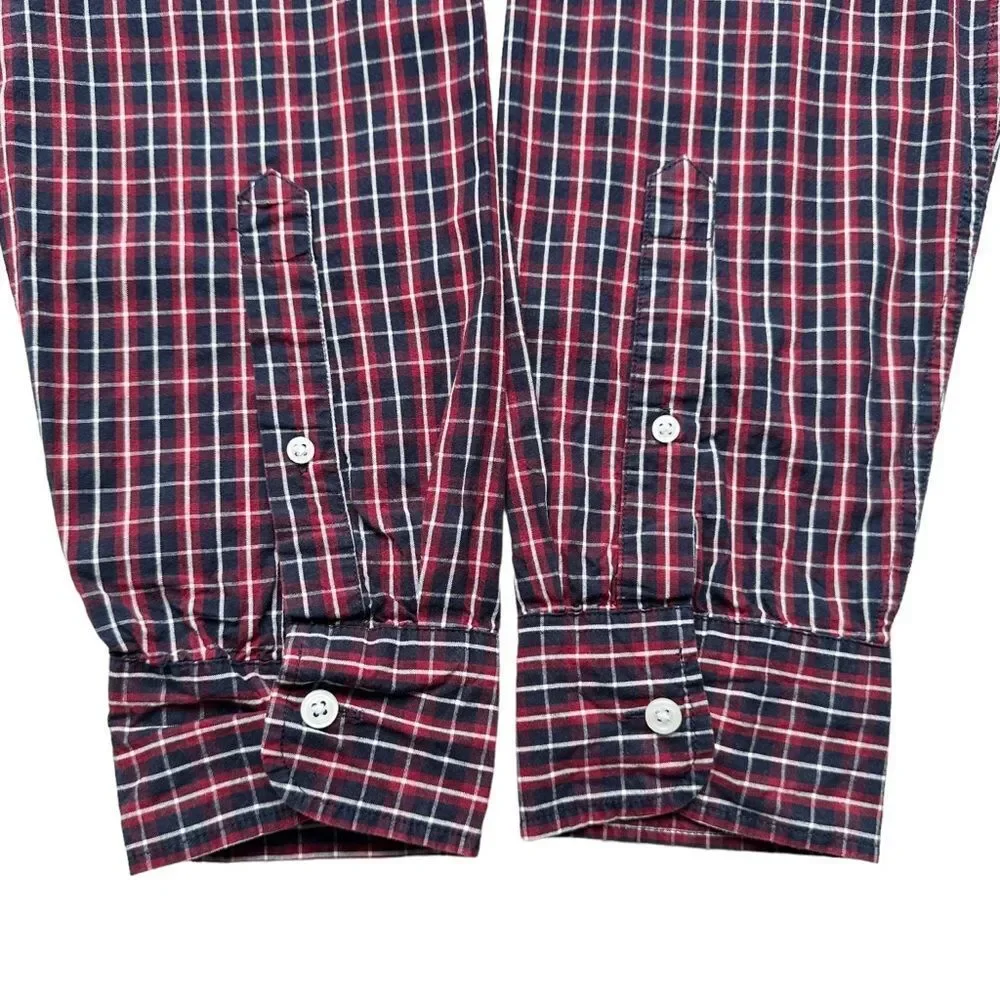 🔃J. Crew Men’s Red & Blue Plaid Long Sleeve Button Down Dress Shirt